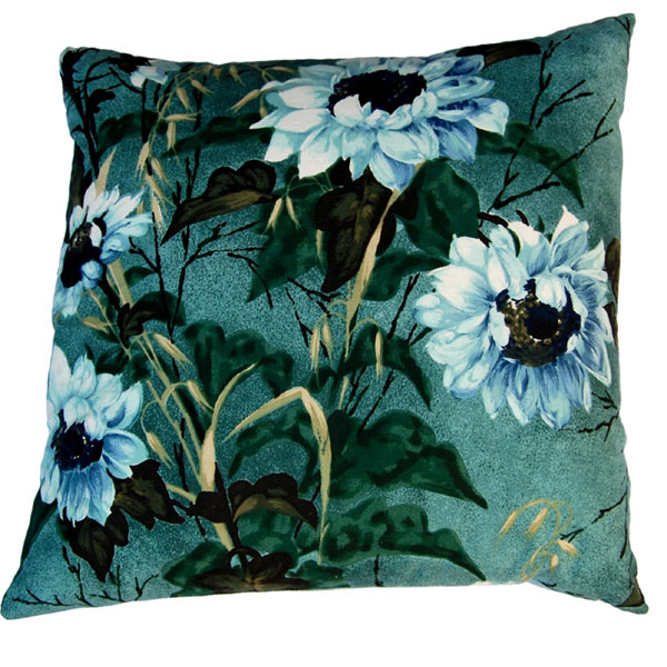 teal floral vintage cushion